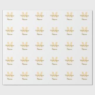 Papel De Presente Bride squad monogram golden bridal shower simple