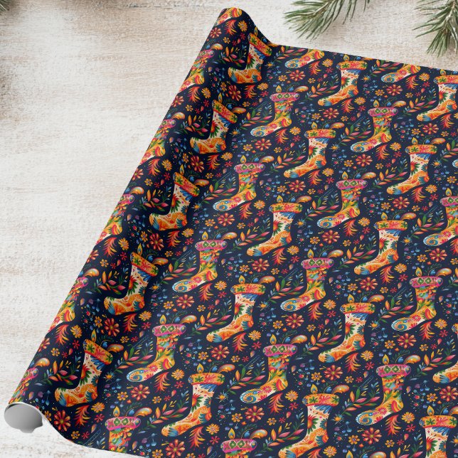 Papel De Presente Bright Christmas Stocks (Criador carregado)