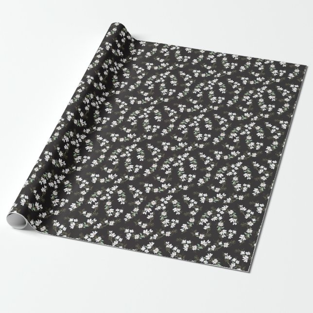 Papel De Presente Bright Magnolia Floral Padrão Sem Olhos (Desenrolado)
