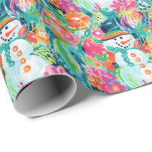 Bright Palm Beach Christmas Snowman Watercolor