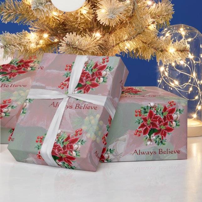 Papel De Presente Bright Poinsettias e Natal holandês (Feriados)