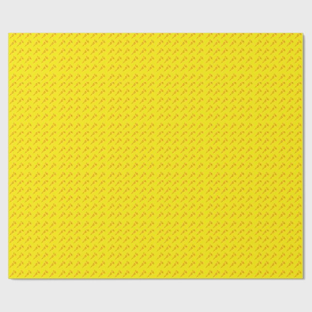 Papel De Presente Bright Red & Yellow Floral  (Aberto)