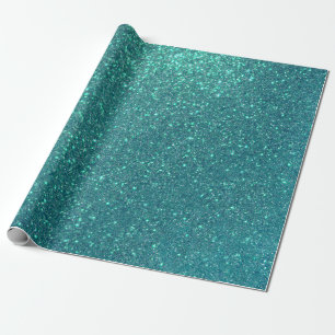 Papel De Presente Brilhante Azul-Teal Elegante Chic
