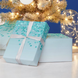 Papel De Presente Brilhante Doze Anos Doçura Caindo Glitter Azul Tur