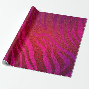 Papel De Presente Brilhante Estampa de Zebra Rosa Glam Glamour Festa