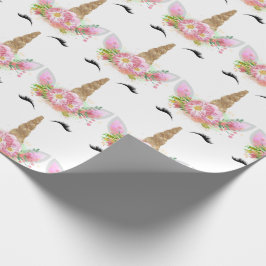 Papel De Presente Brilhante Unicorn Brilhante Cor-de-Rosa Dourada Ro