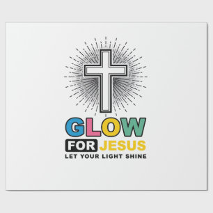 Papel De Presente Brilhe Para Jesus Camisa Cristã Com Cruz Iluminada