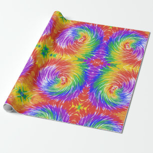 Papel De Presente Brilho Arco-Íris Tie Dye Swirl