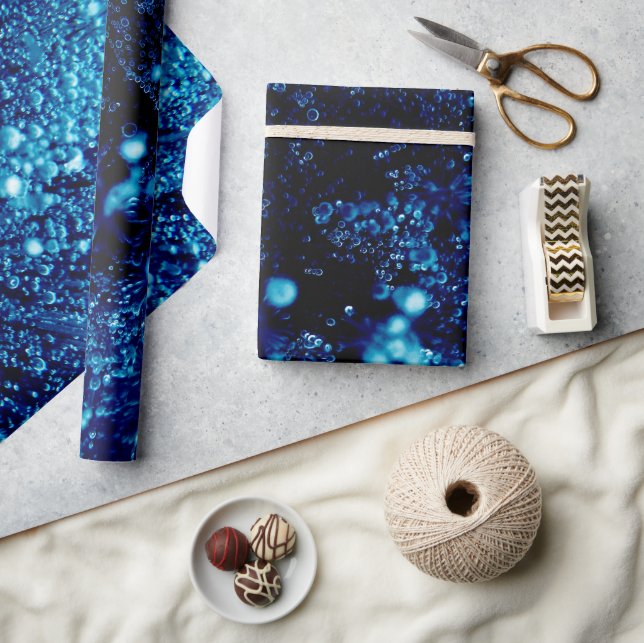 Papel De Presente Brilho azul Bolhas congeladas abstratas (Artesanato)