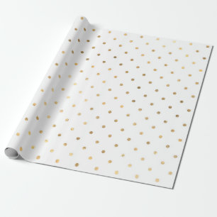 Papel De Presente Brilho Branco e Dourado Bolinhas
