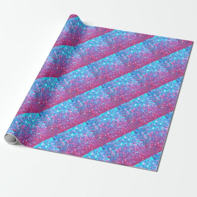 Papel De Presente Brilho de Glitter Rosa e Azul (Desenrolado)