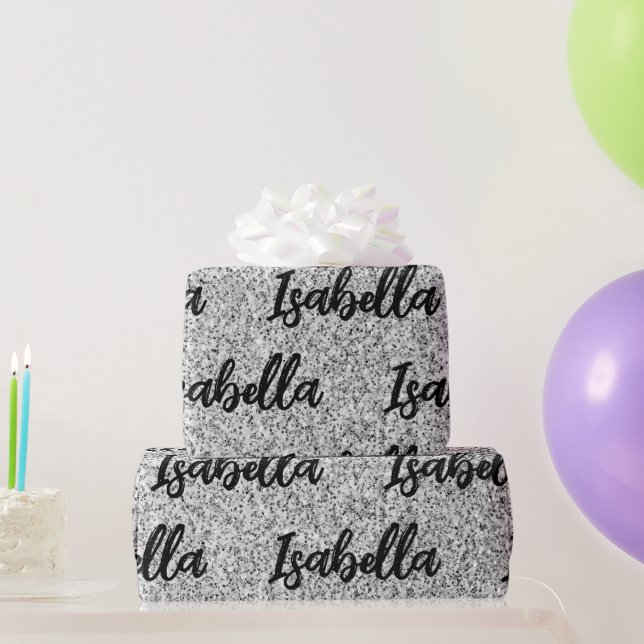 Papel De Presente Brilho de luz cinza prateado faísca personalizado  (Presentes para festas)