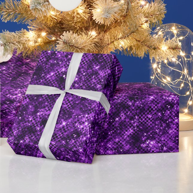 Papel De Presente Brilho do Oceano Glamour Glitter Roxo (Feriados)