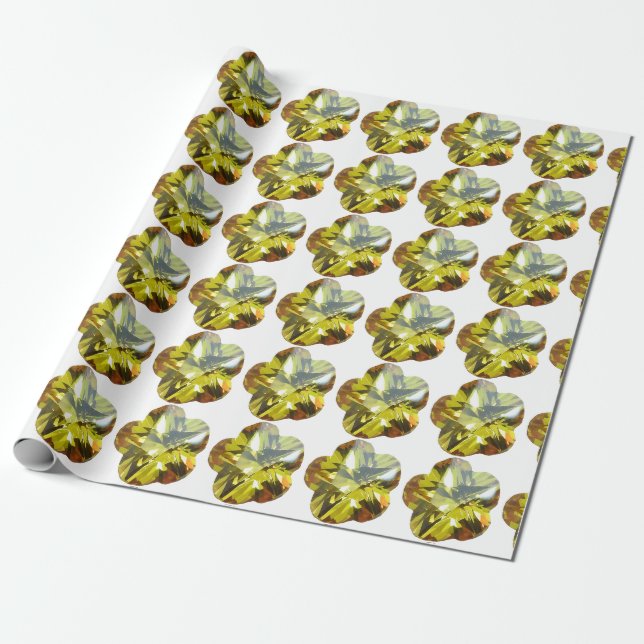 Papel De Presente Brilho do ouro - Design amarelo da ventoinha do ge (Desenrolado)