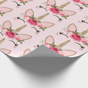 Papel De Presente Brilho Dourado & festa de aniversário floral