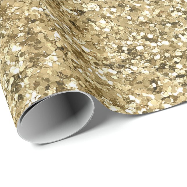 Papel De Presente Brilho Dourado Glam Glamour Elegante Chique Na Mod (Ponta do rolo)