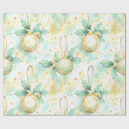 Papel De Presente Brilho Dourado Noel – Padrão de Ornamento de Natal