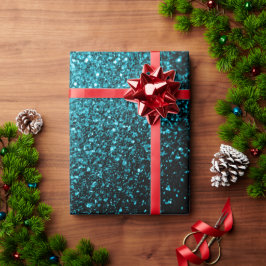 Papel De Presente Brilho falso azul aqua cintila faíscas