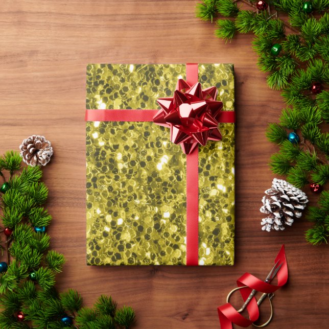 Papel De Presente Brilho falso dourado escuro amarelo (Presente de Natal)