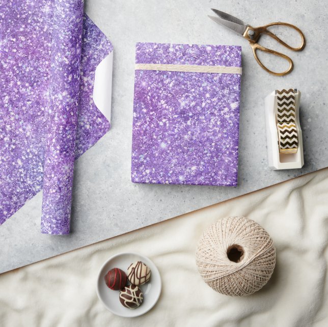 Papel De Presente Brilho Gradiente Iridescente Roxo Elegante (Artesanato)