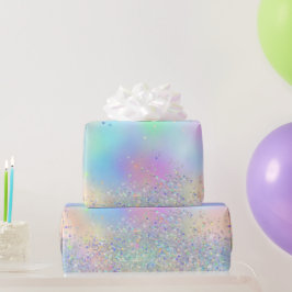 Papel De Presente Brilho Holográfico e Folha Iridescente Arco-Íris