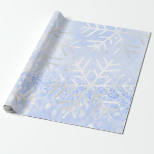 Papel De Presente Brilho Pastel azul do feriado do Natal dos flocos