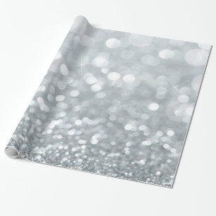 Papel De Presente Brilho Prateado Branco Bokeh Festa Glam Glamour Do