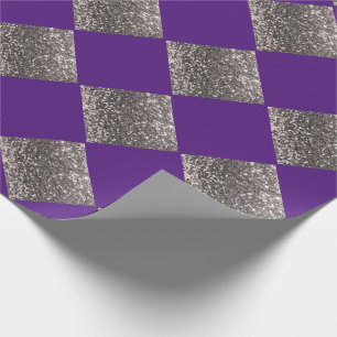Papel De Presente Brilho Prateado Metálico Roxo Abstrato Chic
