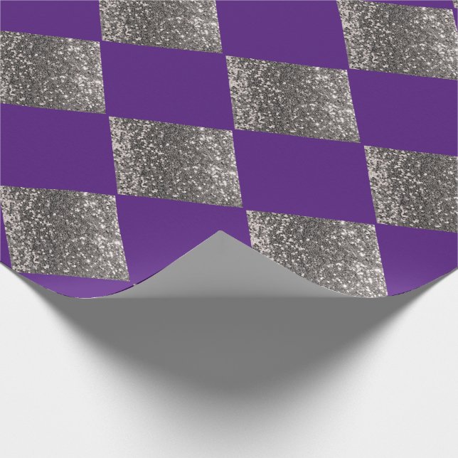 Papel De Presente Brilho Prateado Metálico Roxo Abstrato Chic (Ponta)