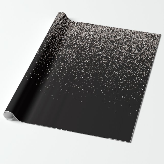 Papel De Presente Brilho preto e prateado (Desenrolado)