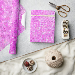 Papel De Presente Brilho Rosa Magenta Claro Elegante