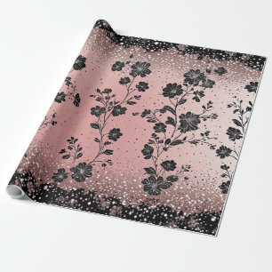 Papel De Presente Brilho Rosa Metalizado Tema Parisiense Prata Metal