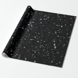 Papel De Presente Brilho Stars2 - Preto de prata