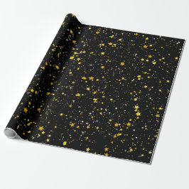 Papel De Presente Brilho Stars3 - Preto do ouro