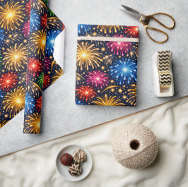 Papel De Presente Brilliant Midnight Fireworks Pattern