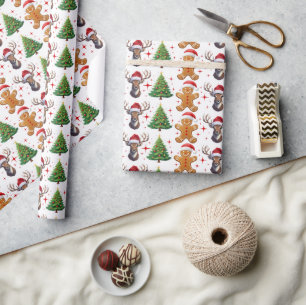 Papel De Presente Brincadeira Homem Reindeer Árvore de Natal
