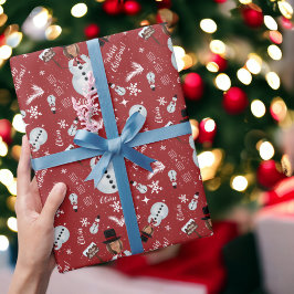Papel De Presente Brincadeira ilustração de Natal Snowman