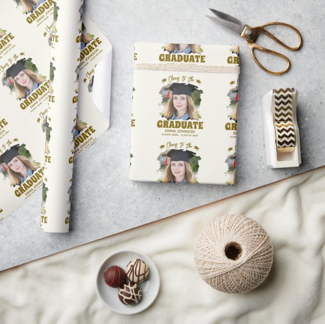 Papel De Presente Brinde ao Graduado Nome da Foto Personalizada da F (Artesanato)