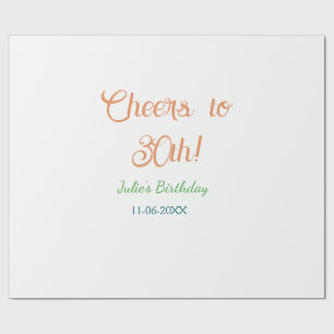 Papel De Presente Brinde para nome data de 30º aniversário laranja v
