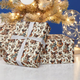 Papel De Presente Brinquedo de folha branca Fox Terrier sem costura