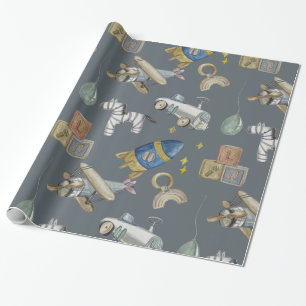 Papel De Presente Brinquedos de colheita de aquarelas