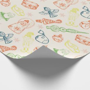Papel De Presente Brinquedos de natal coloridos, decoração à mão