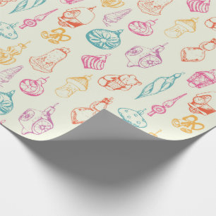 Papel De Presente Brinquedos de natal coloridos feitos à mão