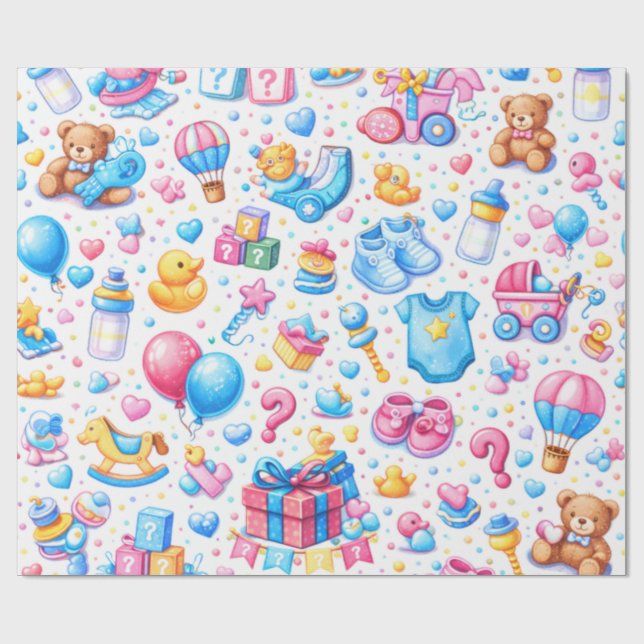 Papel De Presente Brinquedos Rosa Azul Pastel (Aberto)