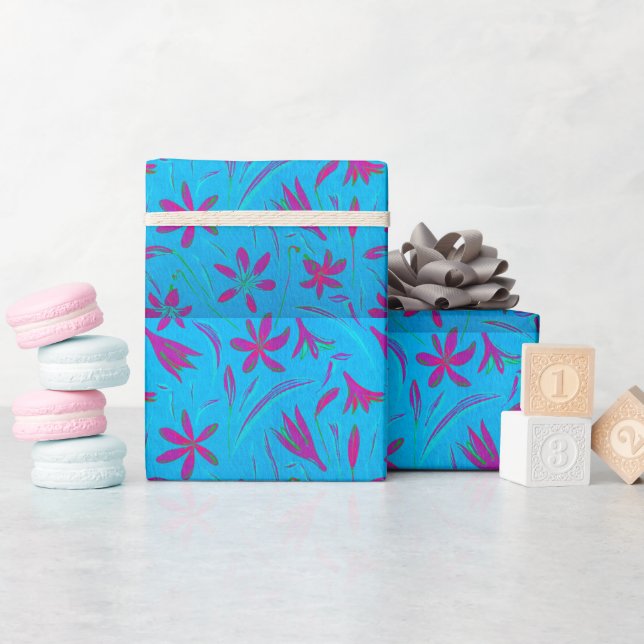 Papel De Presente Brisa Floral Verde-azulada (Chá de bebê)