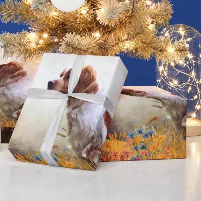 Papel De Presente Brittany Spaniels , Estação de Caça de Pássaros (Feriados)