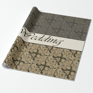 Papel De Presente Brocade Ouro Negra de Casamento