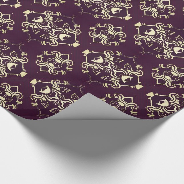 Papel De Presente Brocado tradicional do ouro do roxo real (Ponta)