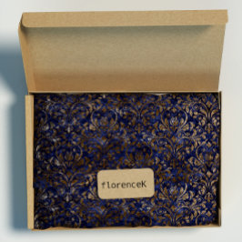 Papel De Presente Bronze do Marinho Azul Velvet, Dourado e Real Dama
