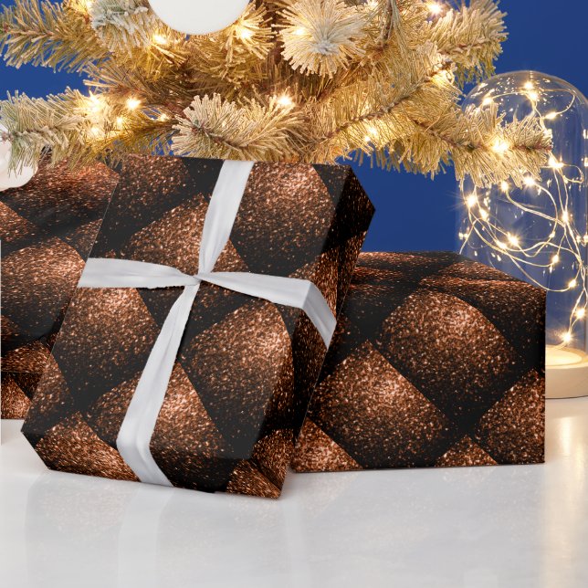 Papel De Presente Bronze Laranja Castanho Brilhante brilha padrão em (Feriados)